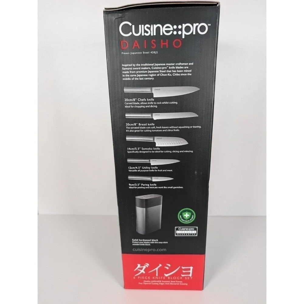 Cuisine Pro Knife Block Set Daisho Japanese Stainless Steel 6 PC Knives $450 New